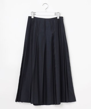 J.PRESS LADIES L エアリースパンボイル プリーツ スカート ネイビー系