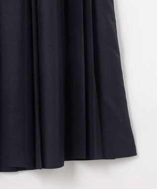 J.PRESS LADIES L エアリースパンボイル プリーツ スカート ネイビー系