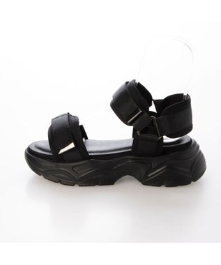 MODE ET JACOMO <carino>厚底ダブルベルトスポーツサンダル ブラック