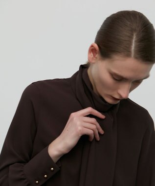 BEIGE， 【S-size】STOW / ボウタイブラウス Brown