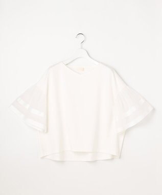 ANY SIS ゆるVネックチュールフリル袖 プルオーバー オフ