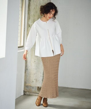 uncrave 【手洗い可】グロッシー ニット スカート（uncrave WHITE） ゴールドベージュ