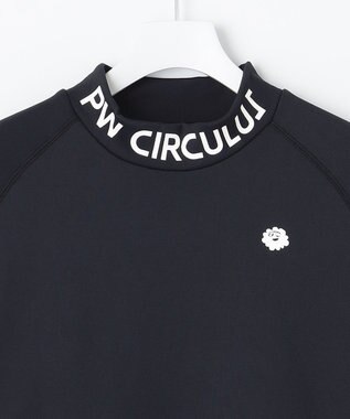 PW CIRCULUS 【MEN】【ストレッチ/軽量】バックロゴ 長袖 モックネック シャツ ネイビー系