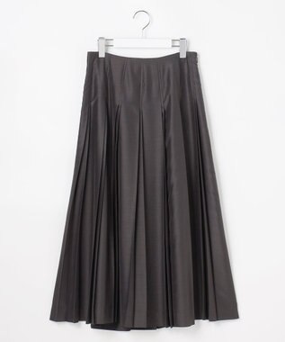 J.PRESS LADIES L エアリースパンボイル プリーツ スカート スレートブラウン系