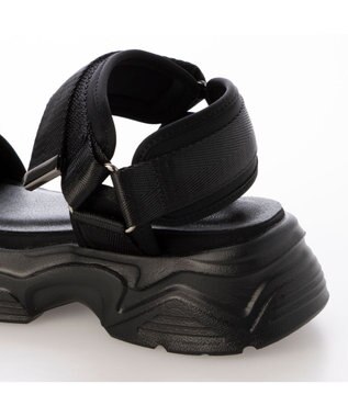 MODE ET JACOMO <carino>厚底ダブルベルトスポーツサンダル ブラック