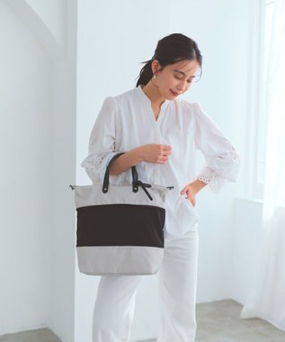TOPKAPI 【TREASURE TOPKAPI】ナイロンコンビ 2way チェンジング トートバッグ ショルダーベルト付き ライトグレー