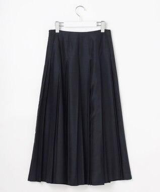 J.PRESS LADIES L エアリースパンボイル プリーツ スカート ネイビー系