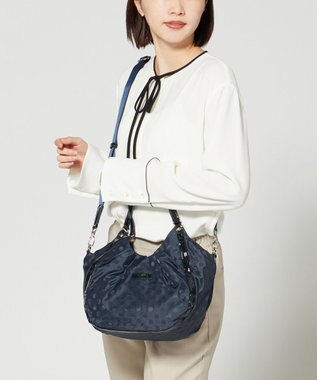 Y'SACCS ドット柄ジャガードエナメルアクセント2wayトート ダークネイビー