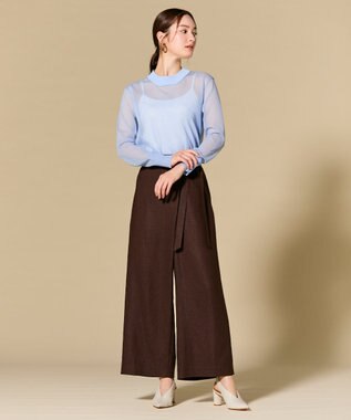 BEIGE， CAROLE / リネンライクラップワイドパンツ Bordeaux