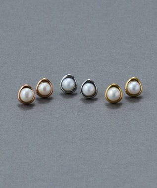 Phoebe 〈金属アレルギー対応〉ニュアンスメタルドロップパールピアス/シルバー　淡水パール/天然パール シルバー