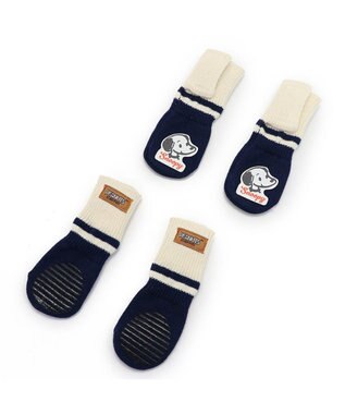 PET PARADISE スヌーピー makokoro スリット 靴下 ３Ｓ 小型犬 紺(ネイビー・インディゴ)