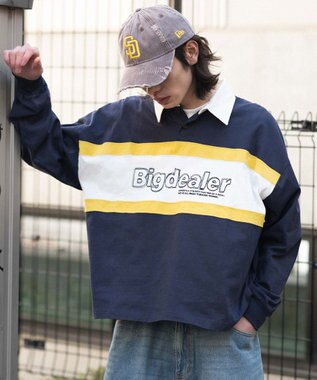 WEGO 【ユニセックス着用ITEM】ステッチロゴラガーシャツ ネイビー