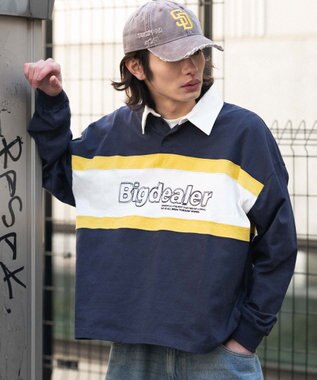 WEGO 【ユニセックス着用ITEM】ステッチロゴラガーシャツ ネイビー