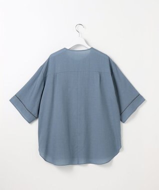 自由区 ナチュラルリネン ブラウス ブルー