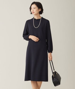 J.PRESS LADIES 【洗える】ジョーゼットジャージー ワンピース ネイビー系