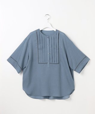 自由区 ナチュラルリネン ブラウス ブルー