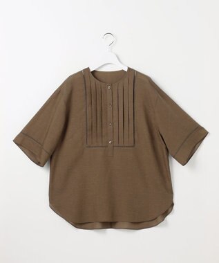 自由区 ナチュラルリネン ブラウス モカ