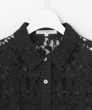 23区 【SLOW/一部店舗限定】好評につき追加生産！モチーフレース シャツ ブラック系