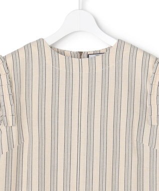 J.PRESS YORK STREET 【WOMEN】リネンストライプ ノースリーブ ワンピース アイボリー系1