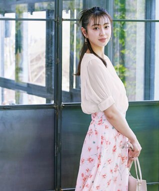 Tiaclasse 【洗える】ドビーシフォンパフスリーブブラウス アイボリー