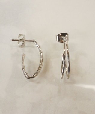 Tiaclasse 【金属アレルギー対応】ダブルラインカーブピアス シルバー