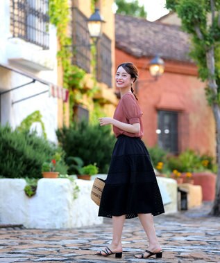 Tiaclasse 【洗える】ドビーシフォンパフスリーブブラウス ピンク