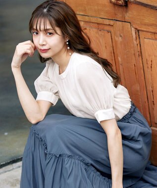 Tiaclasse 【洗える】ドビーシフォンパフスリーブブラウス アイボリー