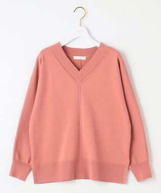 ANY SIS 【洗える】Ｖネックセンターポイント ニット サーモンピンク