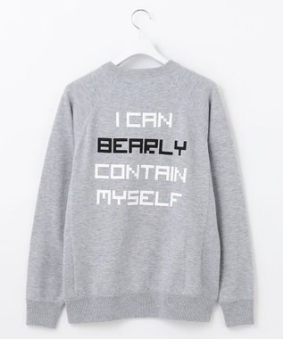 PW CIRCULUS 【MEN】【洗える】ベアスタンドモチーフ ラグランスリーブ クルーネック ニット ライトグレー系