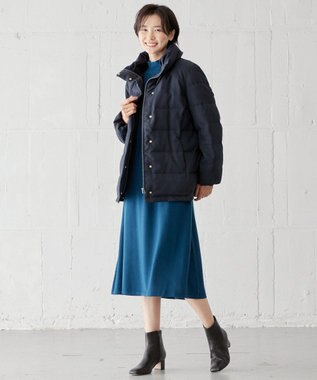 J.PRESS LADIES ハウンドトゥース&グレンチェック ショート ダウンコート ネイビー系3