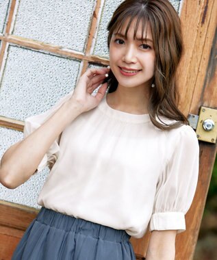 Tiaclasse 【洗える】ドビーシフォンパフスリーブブラウス アイボリー