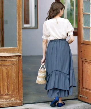 Tiaclasse 【洗える】ドビーシフォンパフスリーブブラウス アイボリー