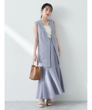 earth music&ecology リネンライクマーメイドスカート Grayish Blue