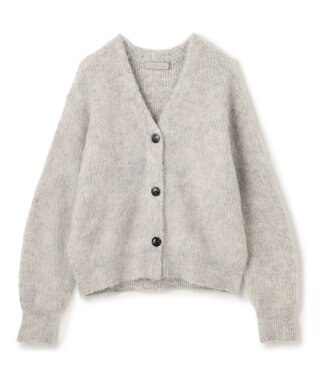 UNFILO アルパカシャギー Vネックカーディガン グレー