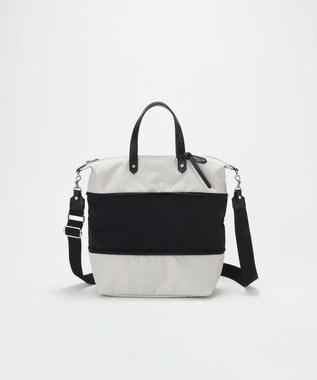 TOPKAPI 【TREASURE TOPKAPI】ナイロンコンビ 2way チェンジング トートバッグ ショルダーベルト付き ライトグレー