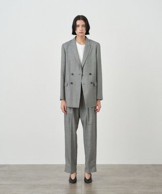 ATON WOOL LINEN SHARKSKIN | ダブルブレステッドジャケット GRAY
