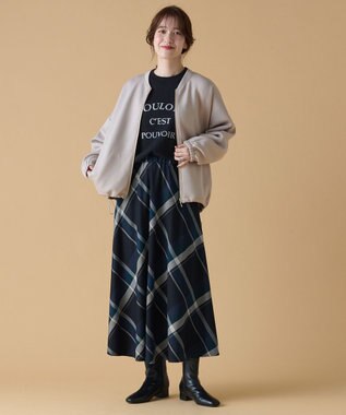 ANY L 【親子連動/洗濯機可能/ウエストゴム】チェックフレアスカート ブルーチェック