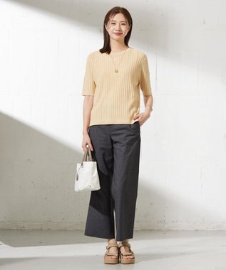 J.PRESS LADIES L 【洗える・抗菌防臭】VISCOSE STRETCH サマー ニット イエロー系