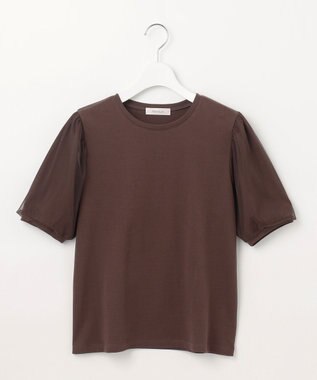 Feroux チュールパフスリーブ プルオーバー ダークブラウン系