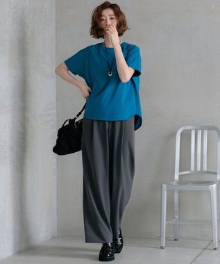 23区 【洗える】ALBINIコーコラン シャツテール Tシャツ ブルー系