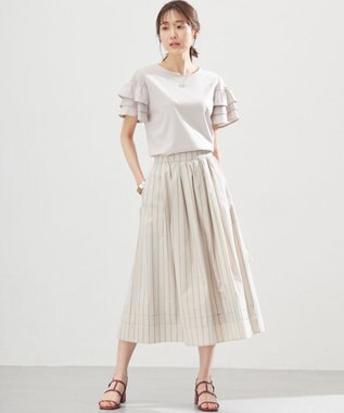 組曲 コットンポンチシア－スリーブ ブラウス ピンクベージュ系