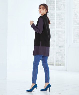 Tiaclasse 【洗える】ケーブル編みニットベスト ブラック