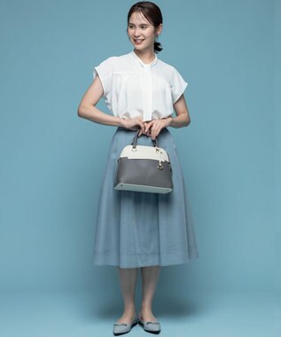 組曲 【ショルダーベルト付き】ボストンハンドバッグ グレー系