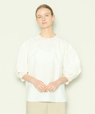 JOSEPH 【洗える】コットンシルク　ラウンドネックブラウス Ivory