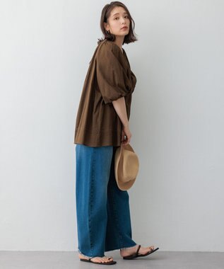 23区 【SLOW/一部店舗限定】コットンローンウェーブ ブラウス ブラウン系