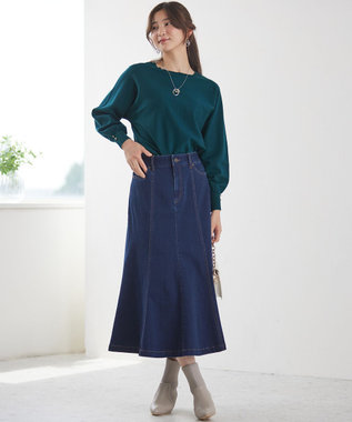 ANY SIS 【CICA加工・選べる9色展開】クルーネックバックスリット ニット 緑