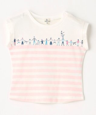 組曲 KIDS 【80-100㎝】【UVケア】グリーンバンド Tシャツ ピンク系1