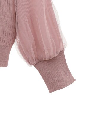 earth music&ecology マジョリカプリーツチュールニットプルオーバー Pink Beige