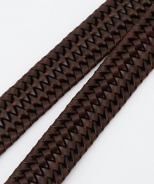 JOSEPH ABBOUD 【イタリア素材・ストレッチ・日本製】ストレッチレザーメッシュ ベルト ダークブラウン系