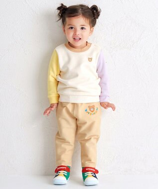 MIKI HOUSE HOT BISCUITS 【80-120cm】 パステルロゴ ストレッチパンツ ベージュ